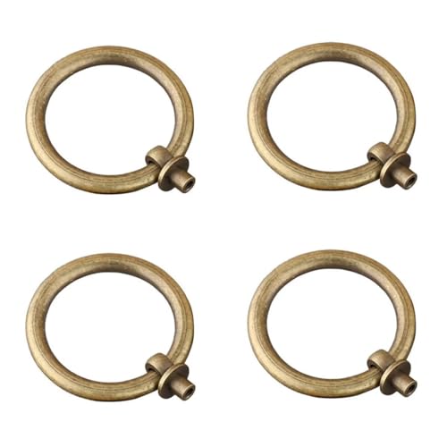 HDJNal Runde Schrank-Ringgriffe in Antik-Bronze, Einloch-Ringknöpfe für Schrank, Schublade, Kommode, Schrank, Kleiderschrank, 60 mm, 4 Stück von HDJNal
