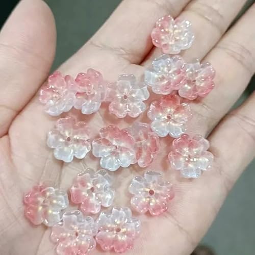 20 Stück 14,0 mm Blumen-Perlen aus tschechischem Kristallglas, Lampwork-Glas, bunte Glasur, Abstandsperlen für die Schmuckherstellung, DIY-Halsketten, Ohrringe, Armbänder, 2–14,0 mm (20 Stück) von HDJSDB