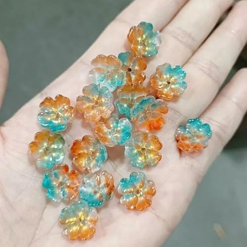 20 Stück 14,0 mm Blumen-Perlen aus tschechischem Kristallglas, Lampwork-Glas, bunte Glasur, Abstandsperlen für die Schmuckherstellung, DIY-Halsketten, Ohrringe, Armbänder, 9–14,0 mm (20 Stück) von HDJSDB