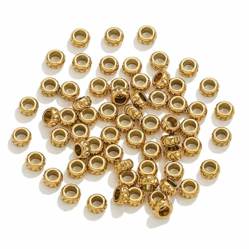 20 Stück Edelstahl PVD vergoldet Messer Textur flache Abstandsperlen DIY Schmuckherstellung Halskettenbeschläge Armbandzubehör-Gold 4x2x2 von HDJSDB