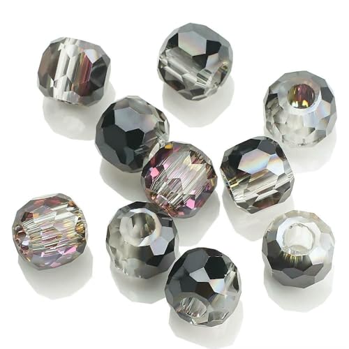 8/10/12/14,0 mm, tschechisches Glas, facettierte Kristallperlen, runde Kugeln, großes Loch, für DIY-Schmuckherstellung, Zubehör, Handarbeiten, Halbschwarz-Lila, 8 mm, 50 Stück 8/10/12/14,0 mm, tschechisches Glas, facettierte Kristallperlen, runde Kugeln, großes Loch, für DIY-Schmuckherstellung, Zubehör, Handarbeiten, Halbschwarz-Lila, 8 mm, 50 Stück von HDJSDB