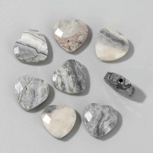 Facettierte Herzform Steinperle Natürliche Tigerauge Amethyste Klare Quarze Charms Perlen zur Schmuckherstellung DIY Supply-Map Jasper-5 Stück von HDJSDB