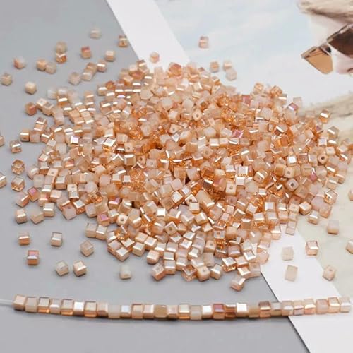 Farbe 4,0 mm, 100 Stück, tschechische Kristallglasperlen, Würfel, quadratische Kristallperlen, Charms, farbige Bonbonperlen für die Herstellung von DIY-Schmuck, 7 – 4,0 mm, 100 Stück von HDJSDB