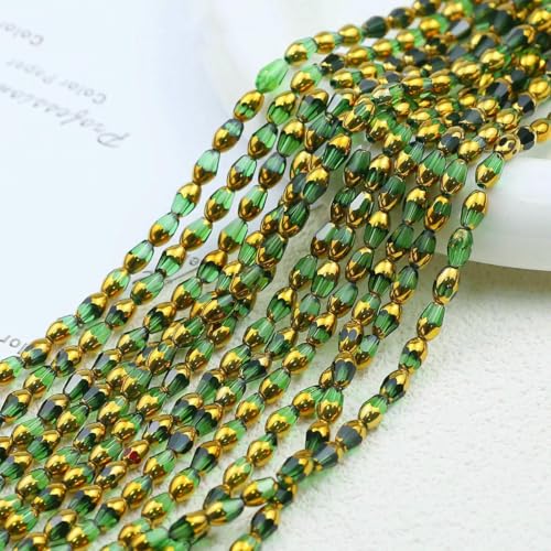 Grasgrüne facettierte 4,0 mm Kristallperle, vergoldete Glas-Abstandshalter, lose Perlen zur Schmuckherstellung, Armbänder, DIY-Ohrringe, Zubehör – 4,0 mm – 1 Streifen, ca. 45 Stück Grasgrüne facettierte 4,0 mm Kristallperle, vergoldete Glas-Abstandshalter, lose Perlen zur Schmuckherstellung, Armbänder, DIY-Ohrringe, Zubehör – 4,0 mm – 1 Streifen, ca. 45 Stück von HDJSDB