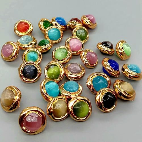 Großhandel 10 Stück Multi Color Cat Eye Facettierte Runde Perlen Metall Lünette Connector-Standard von HDJSDB