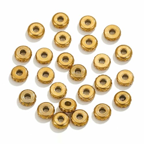 HDJSDB 20 Stück Edelstahl PVD vergoldet Messer Textur flache Abstandsperlen DIY Schmuckherstellung Halskettenbeschläge Armbandzubehör-Gold 4x2x2_a von HDJSDB