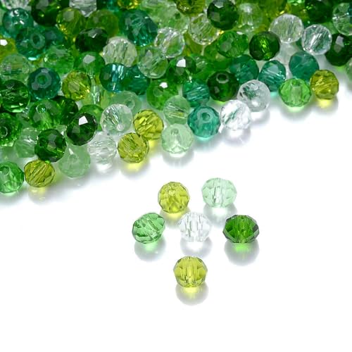 Lila, 4/6 mm, 40 Stück, Rondelle, österreichische facettierte Kristallglasperlen, runde, lose Abstandsperlen zur Schmuckherstellung, Grün-Mix, 4,0 mm (120 Stück) von HDJSDB