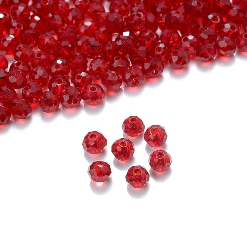 Lila 4/6 mm 40 Stück Rondelle Österreichische facettierte Kristallglasperlen Runde lose Abstandsperlen zur Schmuckherstellung - dunkelrot - 3,0 mm (120 Stück) von HDJSDB