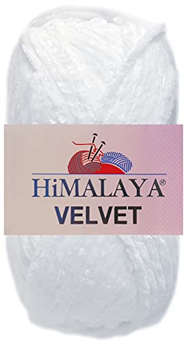 100 Gramm Himalaya Velvet Uni aus 100% Micro Polyester 90001 Weiss von HDK-VERSAND