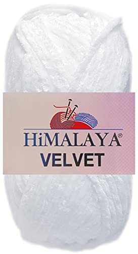 HDK-VERSAND 100 Gramm Himalaya Velvet Uni aus 100% Micro Polyester 90001 Weiss von HDK-VERSAND