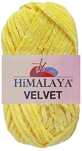 100 Gramm Himalaya Velvet Uni aus 100% Micro Polyester 90013 Gelb von HDK-VERSAND