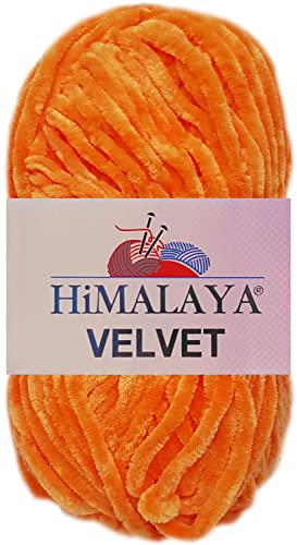 100 Gramm Himalaya Velvet Uni aus 100% Micro Polyester 90016 Orange von HDK-VERSAND