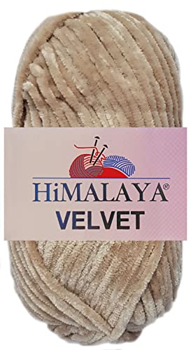 100 Gramm Himalaya Velvet Uni aus 100% Micro Polyester 90017 Beige von HDK-VERSAND