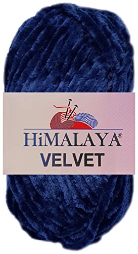 100 Gramm Himalaya Velvet Uni aus 100% Micro Polyester 90021 Dunkelblau von HDK-VERSAND