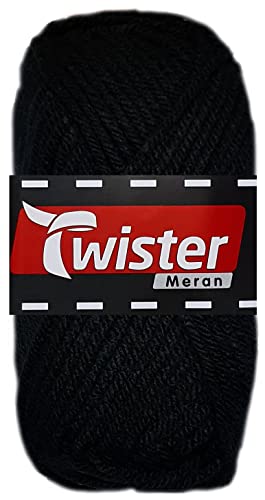 100 Gramm Twister Meran aus 100% Polyacryl (90 Schwarz) von HDK-VERSAND