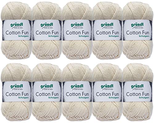 10x50g Gründl Cotton Fun Häkelgarn Strickgarn inkl. detallierter Anleitung für EIN Meerschweinchen (Fb. 02 Creme) von HDK-VERSAND