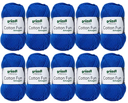 10x50g Gründl Cotton Fun Häkelgarn Strickgarn inkl. detallierter Anleitung für EIN Meerschweinchen (Fb. 10 Blau) von HDK-VERSAND