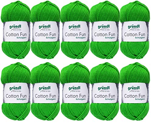 10x50g Gründl Cotton Fun Häkelgarn Strickgarn inkl. detallierter Anleitung für EIN Meerschweinchen (Fb. 12 Grün) von HDK-VERSAND