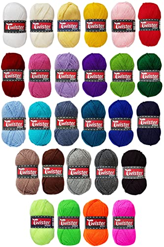 20x50 Gramm (1 KG) Twister Sport 50 aus 100% Polyacryl Bunt Mix inkl. Anleitung für ein Meerschweinchen von HDK-VERSAND