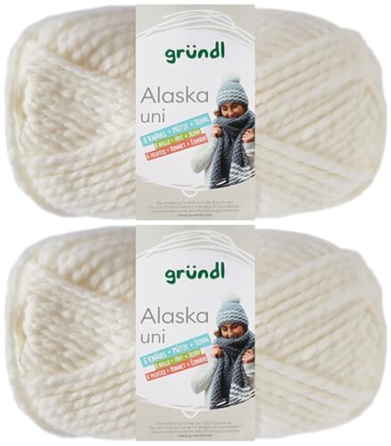 2x100 Gramm Gründl Alaska Uni aus 80% Polyacryl, 20% Wolle inkl. Anleitung Wal (13 Ecru) von HDK-VERSAND