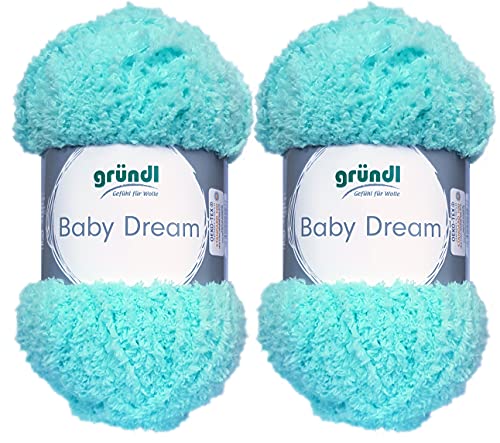 2x50 Gramm Gründl Baby Dream aus 100% Polyester inkl. Anleitung für ein Baby Teddybär (08 Mint) von HDK-VERSAND