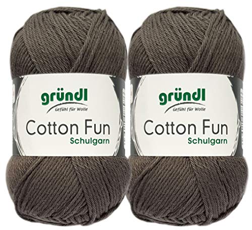 2x50 Gramm Gründl Cotton Fun Häkelgarn Schulgarn + 1 Anleitung für EIN Meerschwein (25 Grau) von Gründl