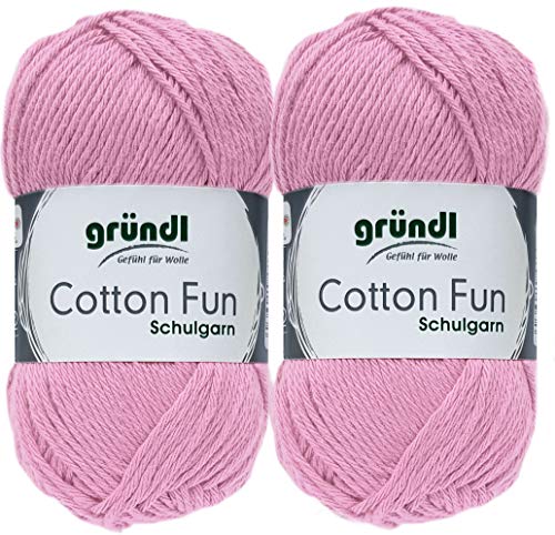 2x50 Gramm Gründl Cotton Fun Häkelgarn Schulgarn + 1 Anleitung für EIN Meerschwein (28 Rosa) von Gründl