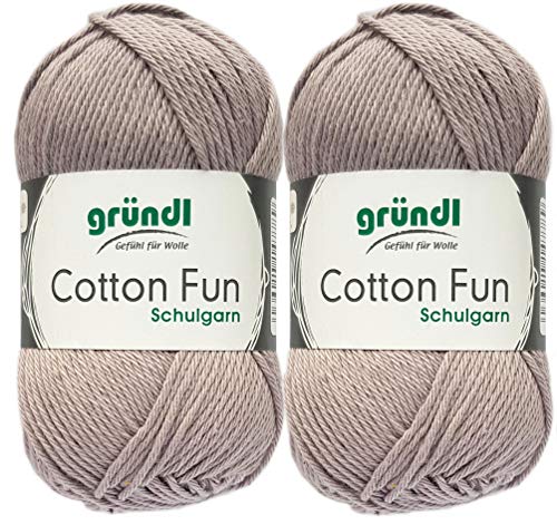 2x50 Gramm Gründl Cotton Fun Häkelgarn Schulgarn aus 100% Baumwolle + 1 Anleitung für EIN Meerschwein (27 Silber) von Gründl