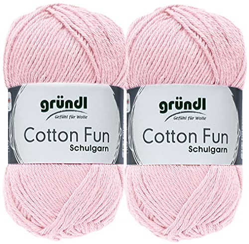 2x50 Gramm Gründl Cotton Fun Häkelgarn Schulgarn aus 100 % Baumwolle + 1 Anleitung für EIN Meerschwein (37 Pastellrosa) von Gründl