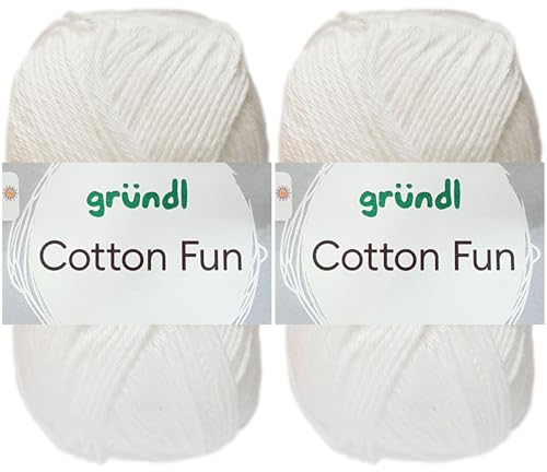 2x50 Gramm Gründl Cotton Fun Häkelgarn aus 100% Baumwolle inkl. Anleitung für Meerschwein (01 Weiss) von HDK-VERSAND