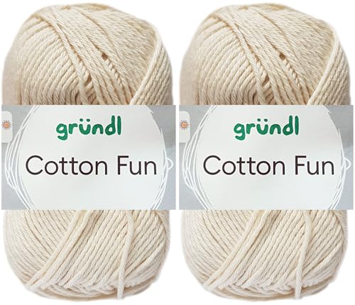 2x50 Gramm Gründl Cotton Fun Häkelgarn aus 100% Baumwolle inkl. Anleitung für Meerschwein (02 Creme) von HDK-VERSAND
