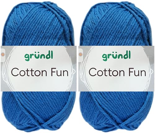 2x50 Gramm Gründl Cotton Fun Häkelgarn aus 100% Baumwolle inkl. Anleitung für Meerschwein (10 Royalblau) von HDK-VERSAND