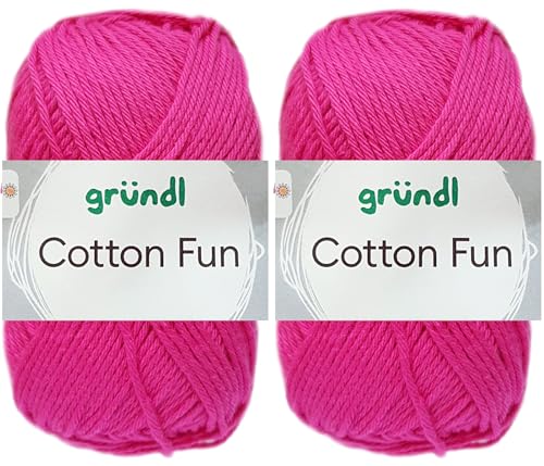 2x50 Gramm Gründl Cotton Fun Häkelgarn aus 100% Baumwolle inkl. Anleitung für Meerschwein (20 Fuchsia von HDK-VERSAND