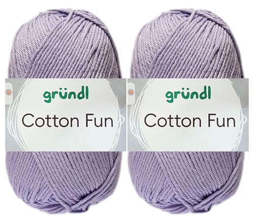 2x50 Gramm Gründl Cotton Fun Häkelgarn aus 100% Baumwolle inkl. Anleitung für Meerschwein (29 Flieder) von HDK-VERSAND