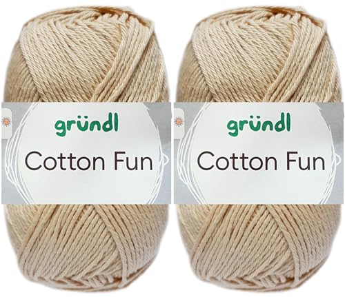 2x50 Gramm Gründl Cotton Fun Häkelgarn aus 100% Baumwolle inkl. Anleitung für Meerschwein (31 Sand) von HDK-VERSAND
