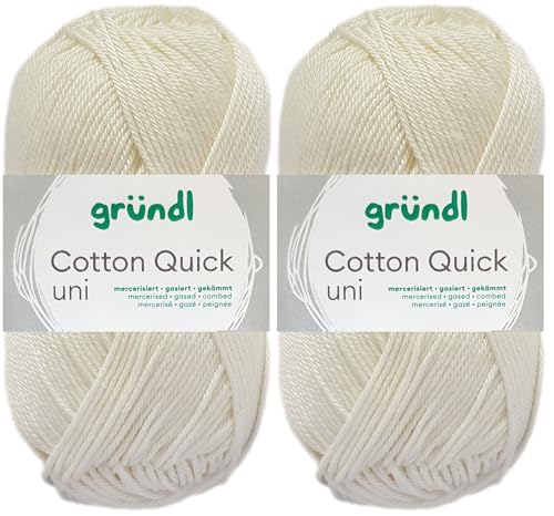 2x50 Gramm Gründl Cotton Quick Häkelgarn aus 100% Baumwolle 101 Creme von HDK-VERSAND