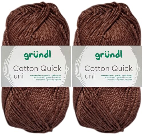 2x50 Gramm Gründl Cotton Quick Häkelgarn aus 100% Baumwolle 122 Schokolade von HDK-VERSAND