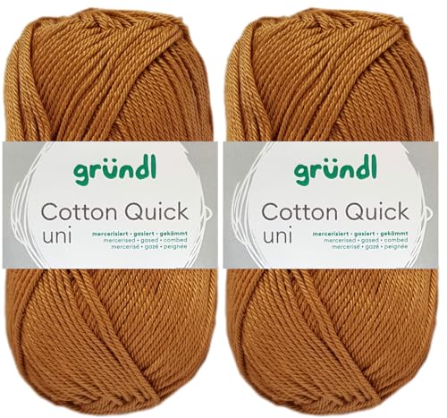 2x50 Gramm Gründl Cotton Quick Häkelgarn aus 100% Baumwolle 123 Caramell von HDK-VERSAND