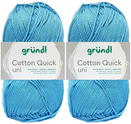 2x50 Gramm Gründl Cotton Quick Häkelgarn aus 100% Baumwolle 127 Hellblau von HDK-VERSAND
