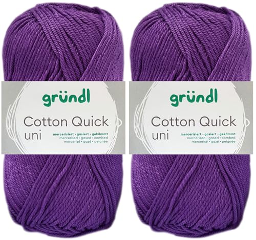 2x50 Gramm Gründl Cotton Quick Häkelgarn aus 100% Baumwolle 130 Violett von HDK-VERSAND