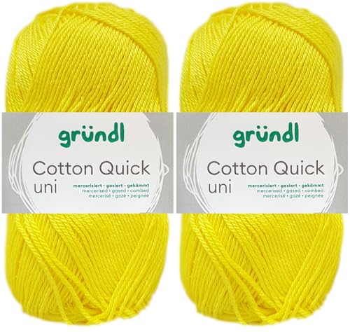 2x50 Gramm Gründl Cotton Quick Häkelgarn aus 100% Baumwolle 131 Gelb von HDK-VERSAND