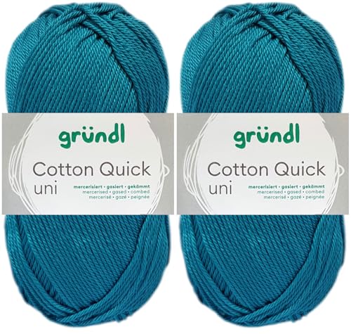2x50 Gramm Gründl Cotton Quick Häkelgarn aus 100% Baumwolle 143 Petrol von HDK-VERSAND