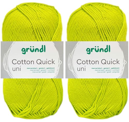 2x50 Gramm Gründl Cotton Quick Häkelgarn aus 100% Baumwolle 144 Hellgrün von HDK-VERSAND