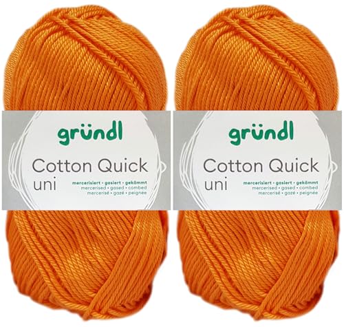 2x50 Gramm Gründl Cotton Quick Häkelgarn aus 100% Baumwolle 146 Mandarine von HDK-VERSAND
