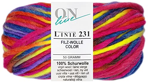 50 Gramm ONline Linie 231 Filzwolle Color aus 100% Schurwolle (0109 Konfetti Mix) von HDK-VERSAND