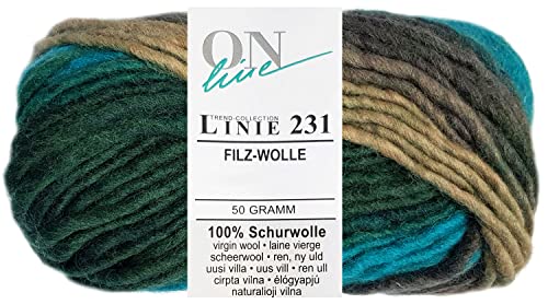 50 Gramm ONline Linie 231 Filzwolle Color aus 100% Schurwolle 0152 Ocean Mix von HDK-VERSAND