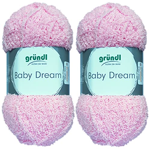 HDK-VERSAND 2x50 Gramm Gründl Baby Dream aus 100% Polyester inkl. Anleitung für ein Baby Teddybär (06 Babyrosa) von HDK-VERSAND