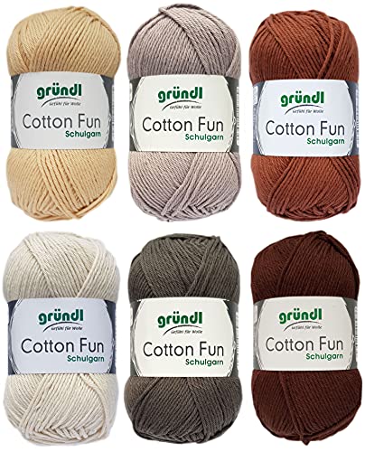 6x50 Gramm Gründl Cotton Fun Häkelgarn Strickgarn inkl. Anleitung für EIN Meerschweinchen (Grau Braun Mix) von HDK-VERSAND