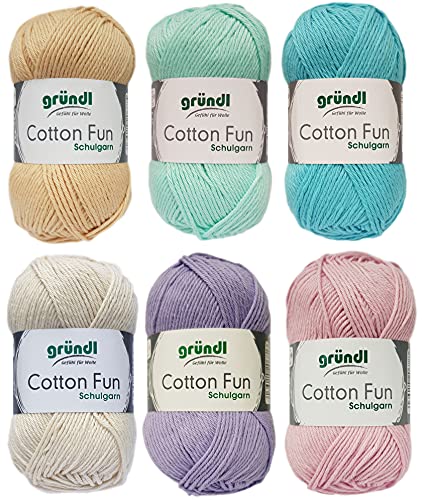 6x50 Gramm Gründl Cotton Fun Häkelgarn Strickgarn inkl. Anleitung für EIN Meerschweinchen (Pastell 2 Mix) von HDK-VERSAND