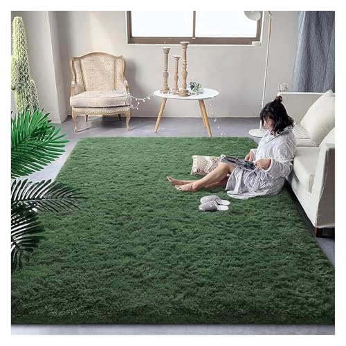 Flauschiger Plüschteppich for Wohnzimmer, moderne Heimdekoration, Kinderzimmer, Schlafzimmer, Nachttisch, großer Teppich, Spiel, Krabbelmatte, Kinderzimmerteppich(Deep Green,80x120cm(31.5x47.2in) von HDKAH